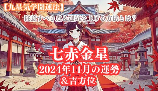 《占い》【七赤金星】九星と易で占う２０２４年１１月の運勢 【九星気学開運法】