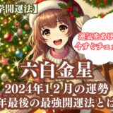 【六白金星】2024年12月の運勢＆運気をあげる今年最後の最強開運法5選《九星気学》