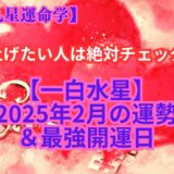 【一白水星】２０２５年２月の運勢＆最強開運日《干支九星運命学》