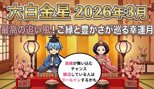 【六白金星】2026年3月の運勢　最高の追い風の運気　一気にゴールインする人もいるかも！  開運九星気学