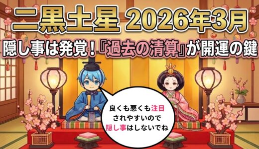 【二黒土星】2026年3月の運勢　焦りは禁物！静観が開運のコツ  開運九星気学