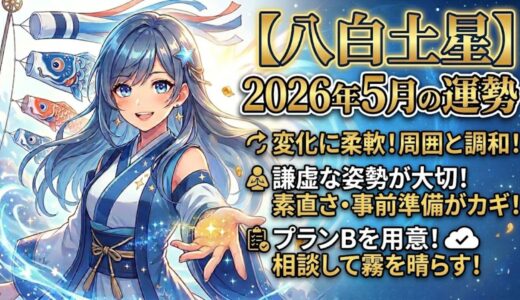 【八白土星】2026年5月の運勢 変化の波に柔軟に対応することが大切！